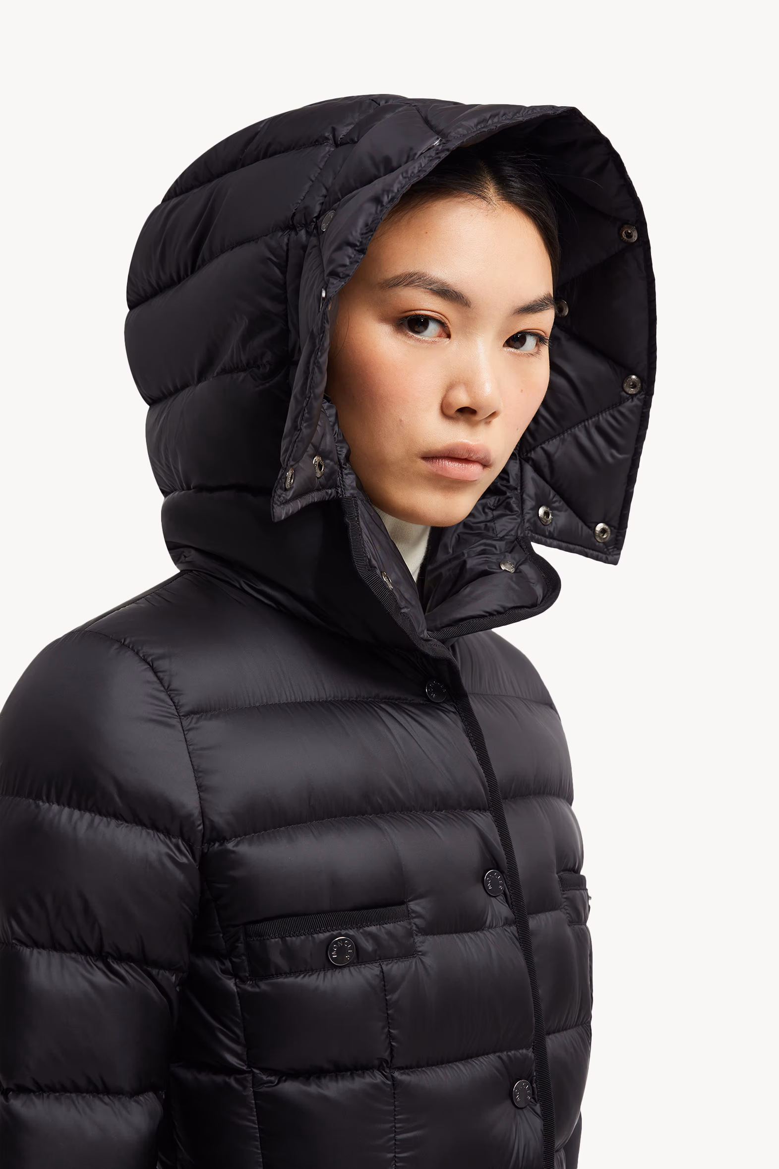 Hirmafur Hooded Shearling Long Down Jacket Black Moncler 7